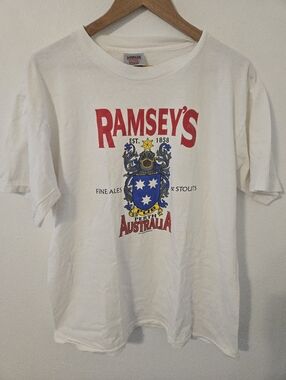 Vintage Ramsey Pub Perth Australia Mens XL T Shirt Fine Ale Stout 1990 Aussie